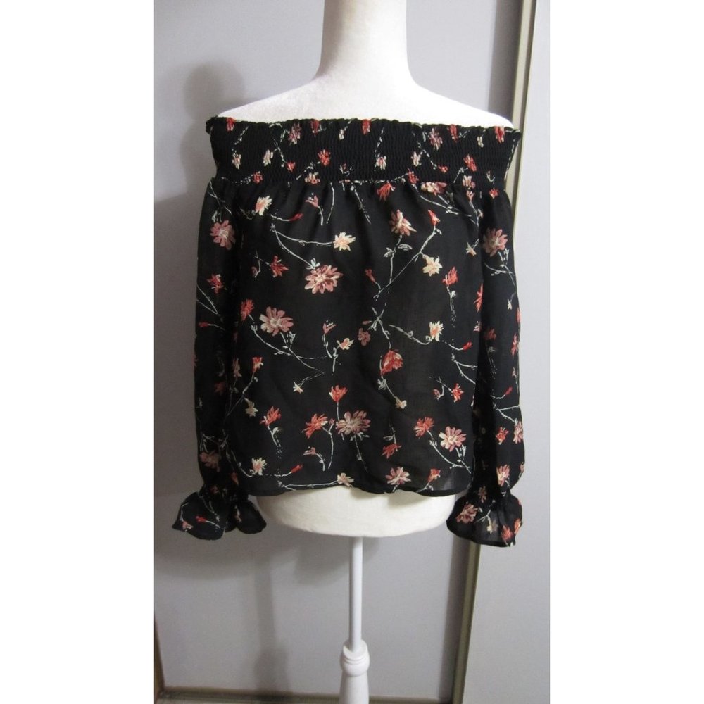 Sadie Robertson Wild Blue Floral  XS Smock Top